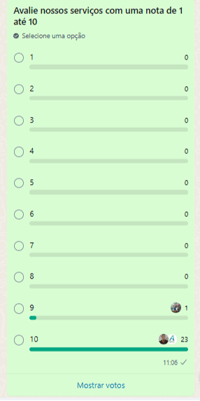 Notas e feedbacks de clientes